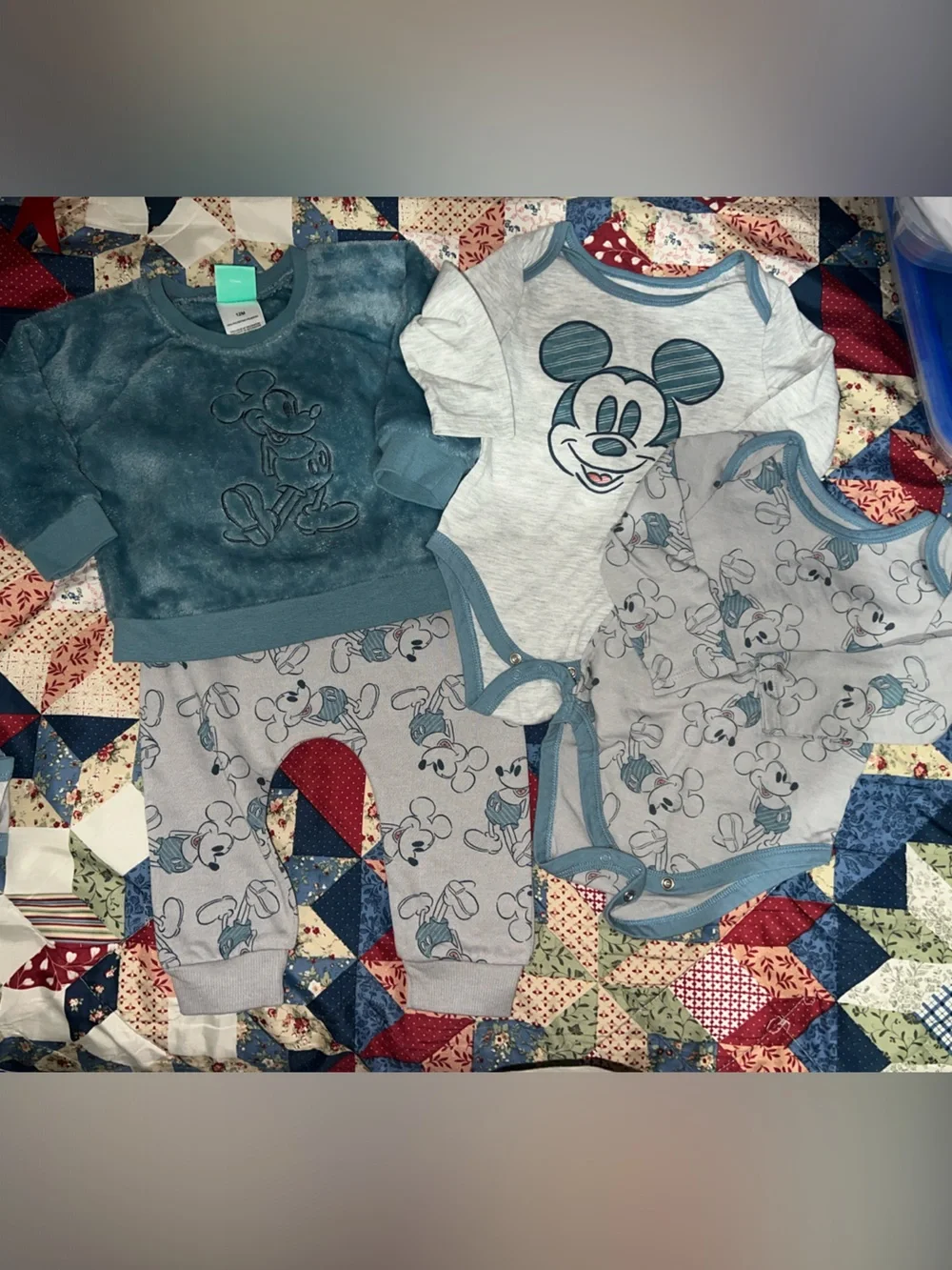 Blue Mickey Mouse Kids Pajama Set - 4-Piece